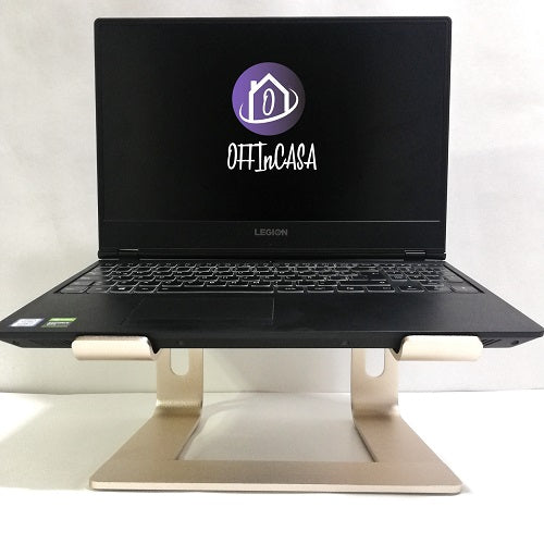 Cyber-Peru-Regalos-Soporte-Fijo-para-Laptop-Offincasa-SL6-Dorado-Frontal-en-uso